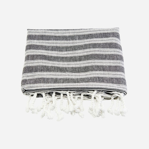 Hammam Towel schwarz mit weißen Streifen